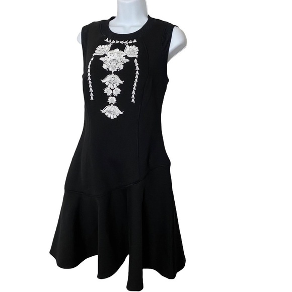 NEW MARCHESA Voyage Black and White Sequin Fit & Flare Dress Cocktail Whimsigoth - Picture 1 of 11